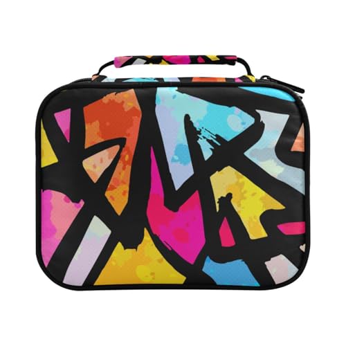 Federmäppchen mit abstrakten geometrischen Objekten, Graffiti, Grunge, großes Fassungsvermögen, Federmäppchen für Buntstifte, Stiftetasche, Marker-Organizer, #01, Einheitsgröße, Hübsch von Mnsruu