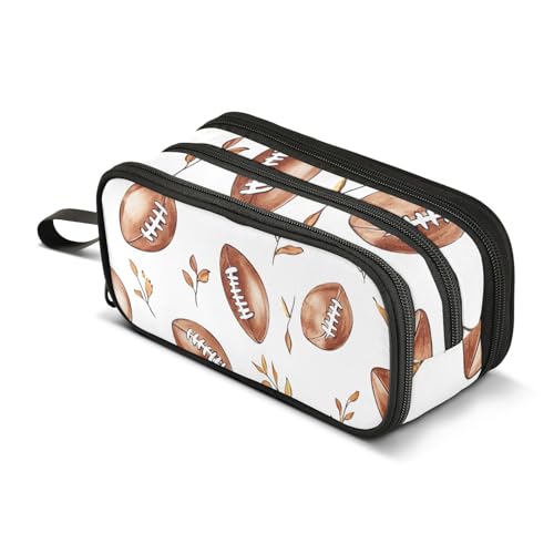 Federmäppchen mit braunem Blättermuster, großes Fassungsvermögen, Stifttasche für Jungen und Mädchen, 3 Fächer, Federmäppchen, Studenten, Schreibwaren, Organizer, Marker-Etui für Schule, Büro, Arbeit von Mnsruu