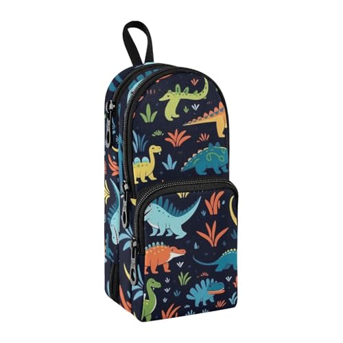 Federmäppchen mit farbigen Dinosauriern, großes Fassungsvermögen, Stifttasche mit Fach, für Schüler, Schultasche, Schreibwaren-Organizer, Stifteetui, Marker-Etui für Schule, Büro, Arbeit, Farbige von Mnsruu