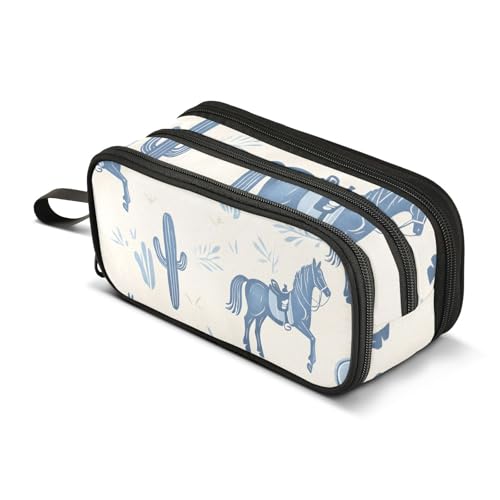 Federmäppchen mit großem Fassungsvermögen, Büro, Uni, Schule, großes Schreibwaren, Make-up-Tasche, Pferd, Kaktus, Federmäppchen für Teenager und Erwachsene, mehrfarbig, Einheitsgröße, Kosmetikkoffer von Mnsruu