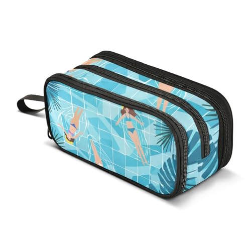 Federmäppchen mit großem Fassungsvermögen, Büro, Uni, Schule, großes Schreibwaren, Make-up-Tasche, Schwimmen, Federmäppchen für Teenager und Erwachsene, mehrfarbig, Einheitsgröße, Kosmetikkoffer von Mnsruu