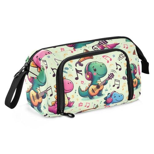 Federmäppchen mit großem Fassungsvermögen, Dinosaurier-Muster, nahtloses Muster für Musik, Stifttasche, Tasche, Schreibwaren-Tasche, Schule, Uni, Büro, Organizer für Teenager, Erwachsene, Studenten, von Mnsruu