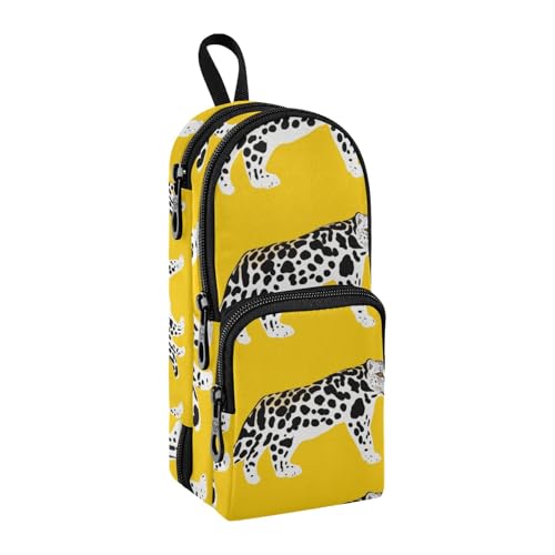 Federmäppchen mit großem Fassungsvermögen, Federmäppchen mit Fach für Schüler, Schultasche, Schreibwaren-Organizer, Federmäppchen, Marker-Etui für Schule, Büro, Arbeit, Schwarz, Schwarz, Gepardengelb, von Mnsruu