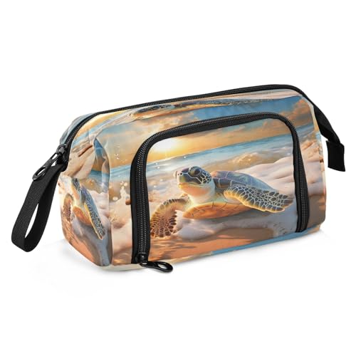 Federmäppchen mit großem Fassungsvermögen, Schildpatt-Tasche, Stiftebox, Schreibwaren-Tasche, Make-up-Tasche, Büro-Organizer für Erwachsene, türkis, Einheitsgröße, modisch Federmäppchen mit großem Fassungsvermögen, Schildpatt-Tasche, Stiftebox, Schreibwaren-Tasche, Make-up-Tasche, Büro-Organizer für Erwachsene, türkis, Einheitsgröße, modisch von Mnsruu