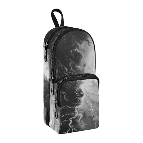 Federmäppchen mit großem Fassungsvermögen, Stifttasche mit Fach für Studenten, Schultasche, Organizer, Stifteetui, Marker-Etui für Schule, Büro, Arbeit, Schwarz / Weiß, Schwarz-Weißer Marmor, von Mnsruu