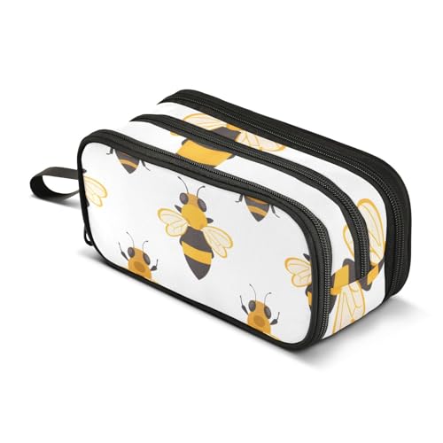 Federmäppchen mit großem Fassungsvermögen, für Büro, Uni, Schule, große Schreibwaren, Make-up-Tasche, Bienen, Federmäppchen für Teenager und Erwachsene, mehrfarbig, Einheitsgröße, Kosmetikkoffer von Mnsruu