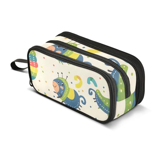 Federmäppchen mit großem Fassungsvermögen, für Büro, Uni, Schule, große Schreibwaren, Make-up-Tasche, Cartoon-Raupen-Stifttasche für Teenager und Erwachsene, mehrfarbig, Einheitsgröße, Kosmetikkoffer von Mnsruu