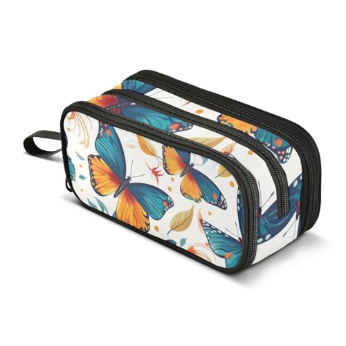Federmäppchen mit großem Fassungsvermögen, für Büro, Uni, Schule, große Schreibwaren, Make-up-Tasche, Cartoon-Schmetterling, Federmäppchen für Teenager und Erwachsene, mehrfarbig, Einheitsgröße von Mnsruu
