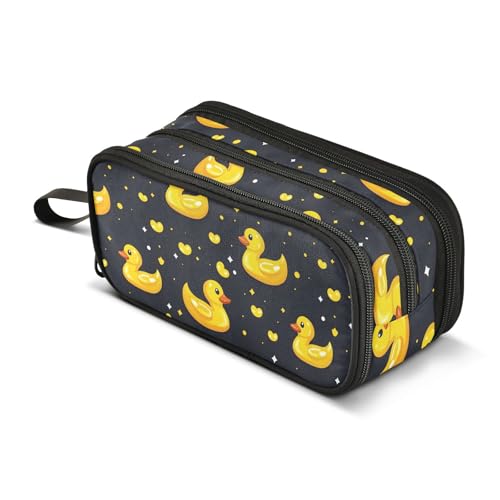 Federmäppchen mit großem Fassungsvermögen, für Büro, Uni, Schule, große Schreibwaren, Make-up-Tasche, Entenherz-Muster, Federmäppchen für Teenager und Erwachsene, mehrfarbig, Einheitsgröße von Mnsruu