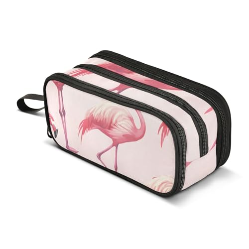 Federmäppchen mit großem Fassungsvermögen, für Büro, Uni, Schule, große Schreibwaren, Make-up-Tasche, Flamingos, Federmäppchen für Teenager und Erwachsene, mehrfarbig, Einheitsgröße, Kosmetikkoffer von Mnsruu