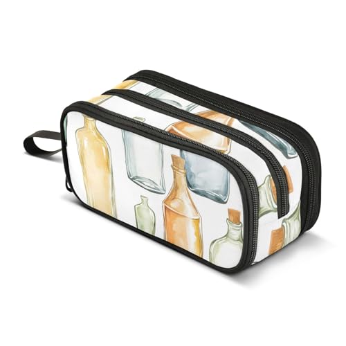 Federmäppchen mit großem Fassungsvermögen, für Büro, Uni, Schule, große Schreibwaren, Make-up-Tasche, Flaschen, Federmäppchen für Teenager und Erwachsene, mehrfarbig, Einheitsgröße, Kosmetikkoffer von Mnsruu