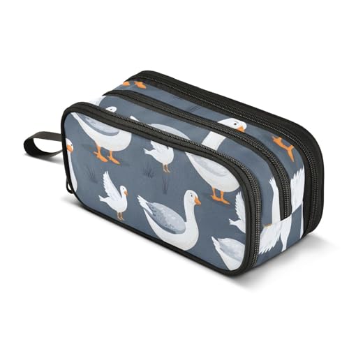 Federmäppchen mit großem Fassungsvermögen, für Büro, Uni, Schule, große Schreibwaren, Make-up-Tasche, Gänse, Vögel, Federmäppchen für Teenager und Erwachsene, mehrfarbig, Einheitsgröße, Kosmetikkoffer von Mnsruu