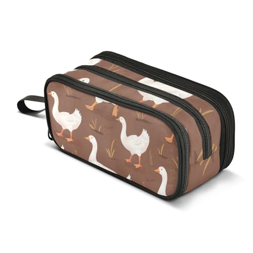 Federmäppchen mit großem Fassungsvermögen, für Büro, Uni, Schule, große Schreibwaren, Make-up-Tasche, Gans, Federmäppchen für Teenager und Erwachsene, mehrfarbig, Einheitsgröße, Kosmetikkoffer von Mnsruu
