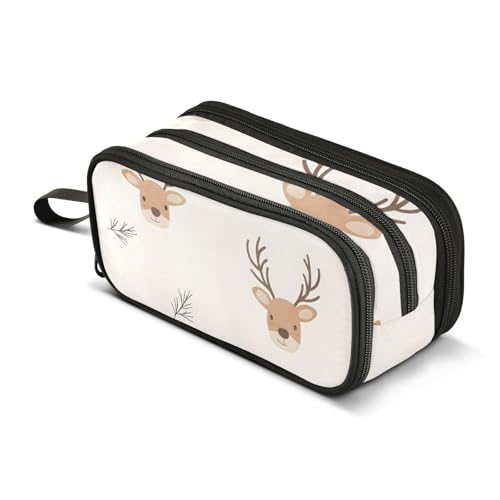 Federmäppchen mit großem Fassungsvermögen, für Büro, Uni, Schule, große Schreibwaren, Make-up-Tasche, Hirschgesicht, Bleistifttasche für Teenager und Erwachsene, mehrfarbig, Einheitsgröße von Mnsruu