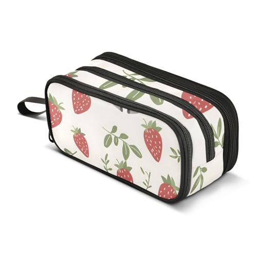 Federmäppchen mit großem Fassungsvermögen, für Büro, Uni, Schule, große Schreibwaren, Make-up-Tasche, Känguru und Erdbeere, für Teenager und Erwachsene, mehrfarbig, Einheitsgröße, Kosmetikkoffer von Mnsruu