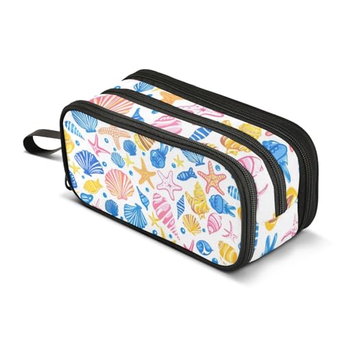 Federmäppchen mit großem Fassungsvermögen, für Büro, Uni, Schule, große Schreibwaren, Make-up-Tasche, Muscheln, Federmäppchen für Teenager und Erwachsene, mehrfarbig, Einheitsgröße, Kosmetikkoffer von Mnsruu
