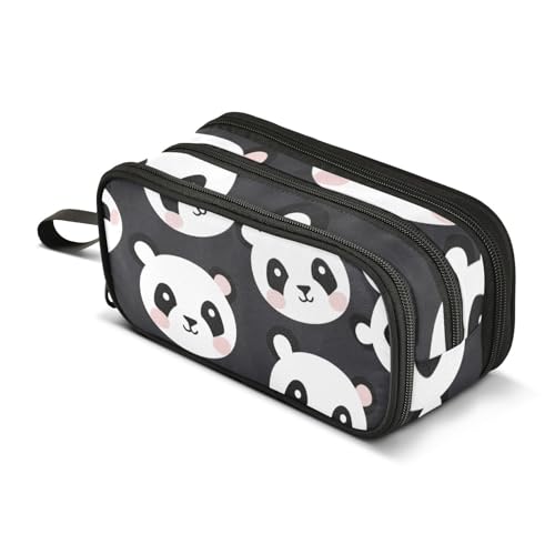 Federmäppchen mit großem Fassungsvermögen, für Büro, Uni, Schule, große Schreibwaren, Make-up-Tasche, Panda-Gesicht, Federmäppchen für Teenager und Erwachsene, mehrfarbig, Einheitsgröße von Mnsruu