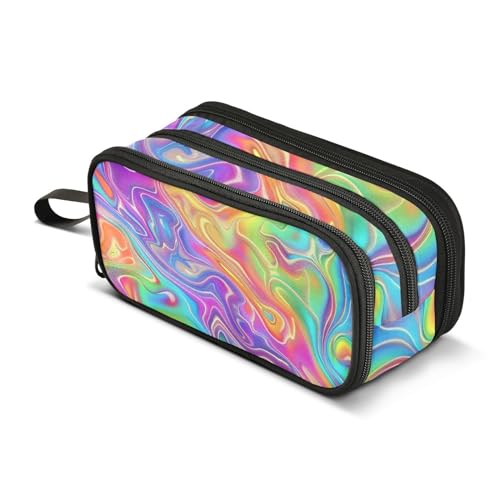 Federmäppchen mit großem Fassungsvermögen, für Büro, Uni, Schule, große Schreibwaren, Make-up-Tasche, Regenbogen-Textur, Federmäppchen für Teenager und Erwachsene, mehrfarbig, Einheitsgröße von Mnsruu