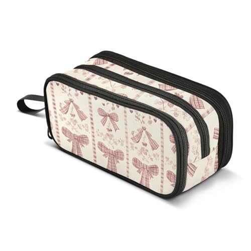 Federmäppchen mit großem Fassungsvermögen, für Büro, Uni, Schule, große Schreibwaren, Make-up-Tasche, Schleifenmuster, Federmäppchen für Teenager und Erwachsene, mehrfarbig, Einheitsgröße von Mnsruu