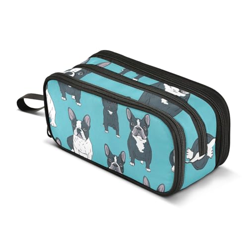 Federmäppchen mit großem Fassungsvermögen, für Büro, Uni, Schule, große Schreibwaren, Make-up-Tasche, Schwarz und Weiß, Hunde-Federmäppchen für Teenager und Erwachsene, mehrfarbig, Einheitsgröße von Mnsruu