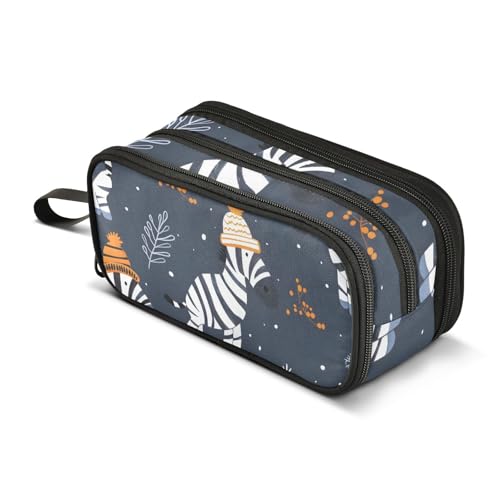 Federmäppchen mit großem Fassungsvermögen, für Büro, Uni, Schule, große Schreibwaren, Make-up-Tasche, Zebrahut, Federmäppchen für Teenager und Erwachsene, mehrfarbig, Einheitsgröße, Kosmetikkoffer von Mnsruu