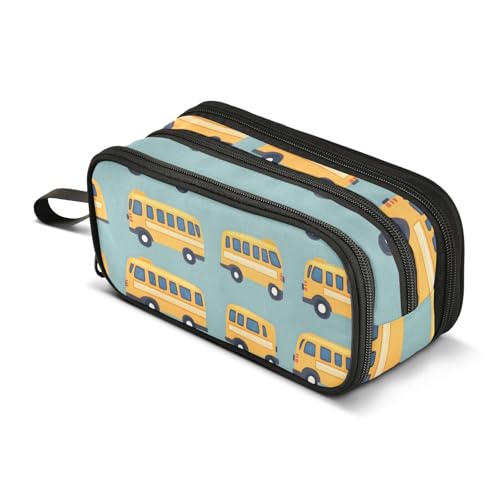 Federmäppchen mit großem Fassungsvermögen, für Büro, Uni, Schule, große Schreibwaren, Make-up-Tasche, gelbes Auto-Muster, Federmäppchen für Teenager und Erwachsene, mehrfarbig, Einheitsgröße von Mnsruu