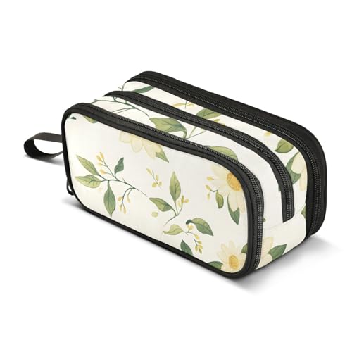 Federmäppchen mit großem Fassungsvermögen, für Büro, Uni, Schule, große Schreibwaren, Make-up-Tasche, kleines Gänseblümchen-Muster, Federmäppchen für Teenager und Erwachsene, mehrfarbig, Einheitsgröße von Mnsruu