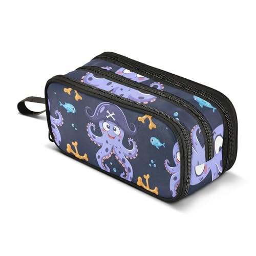 Federmäppchen mit großem Fassungsvermögen, für Büro, Uni, Schule, große Schreibwaren, Make-up-Tasche, lila Tintenfisch, Bleistifttasche für Teenager und Erwachsene, mehrfarbig, Einheitsgröße von Mnsruu
