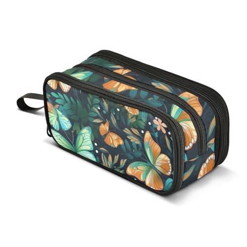 Federmäppchen mit großem Fassungsvermögen, für Büro, Uni, Schule, große Schreibwaren, Make-up-Tasche, niedlicher Schmetterling, Federmäppchen für Teenager und Erwachsene, mehrfarbig, Einheitsgröße von Mnsruu