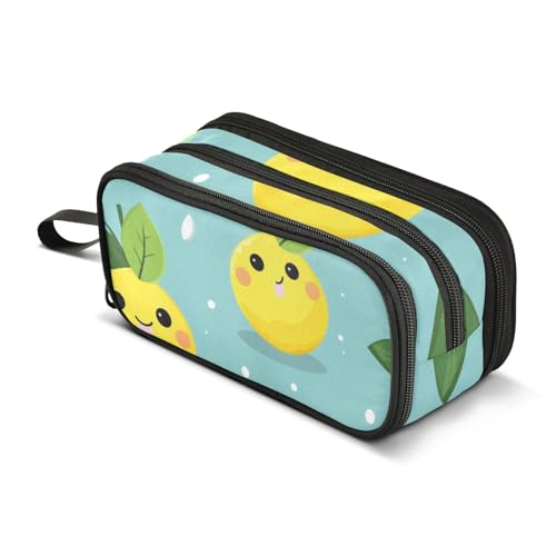 Federmäppchen mit großem Fassungsvermögen, für Büro, Uni, Schule, große Schreibwaren, Make-up-Tasche, niedliches Zitronen-Federmäppchen für Teenager und Erwachsene, mehrfarbig, Einheitsgröße von Mnsruu