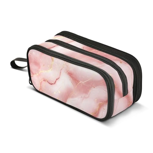 Federmäppchen mit großem Fassungsvermögen, für Büro, Uni, Schule, große Schreibwaren, Make-up-Tasche, rosa Marmor, für Teenager und Erwachsene, mehrfarbig, Einheitsgröße, Kosmetikkoffer von Mnsruu