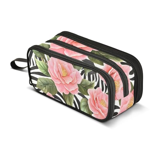 Federmäppchen mit großem Fassungsvermögen, für Büro, Uni, Schule, großes Schreibwaren, Make-up-Tasche, Begonien-Muster, Federmäppchen für Teenager und Erwachsene, mehrfarbig, Einheitsgröße von Mnsruu