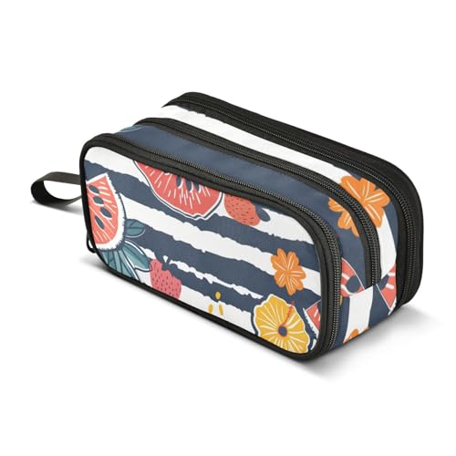 Federmäppchen mit großem Fassungsvermögen, für Büro, Uni, Schule, großes Schreibwaren, Make-up-Tasche, Erdbeere, Wassermelone, Federmäppchen für Teenager und Erwachsene, mehrfarbig, Einheitsgröße von Mnsruu