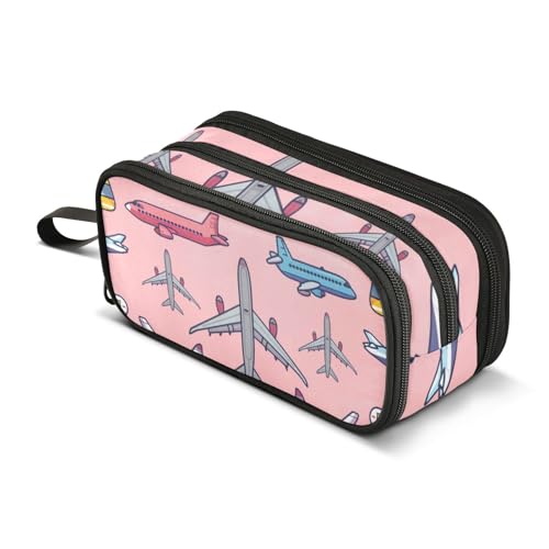 Federmäppchen mit großem Fassungsvermögen, für Büro, Uni, Schule, großes Schreibwaren, Make-up-Tasche, Flugzeug-Bleistifttasche für Teenager und Erwachsene, mehrfarbig, Einheitsgröße, Kosmetikkoffer von Mnsruu