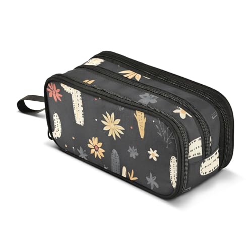 Federmäppchen mit großem Fassungsvermögen, für Büro, Uni, Schule, großes Schreibwaren, Make-up-Tasche, Kaktusblumen, Federmäppchen für Teenager und Erwachsene, mehrfarbig, Einheitsgröße von Mnsruu