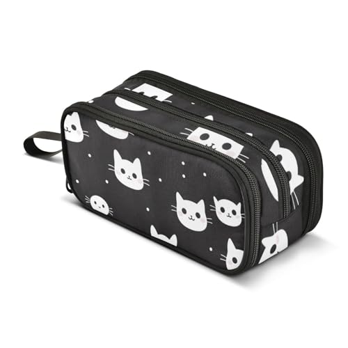 Federmäppchen mit großem Fassungsvermögen, für Büro, Uni, Schule, großes Schreibwaren, Make-up-Tasche, Katzen, Federmäppchen für Teenager und Erwachsene, mehrfarbig, Einheitsgröße, Kosmetikkoffer von Mnsruu