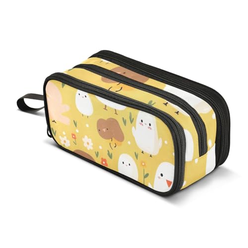 Federmäppchen mit großem Fassungsvermögen, für Büro, Uni, Schule, großes Schreibwaren, Make-up-Tasche, Küken, Federmäppchen für Teenager und Erwachsene, mehrfarbig, Einheitsgröße, Kosmetikkoffer von Mnsruu