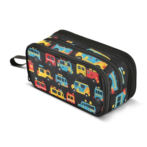 Federmäppchen mit großem Fassungsvermögen, für Büro, Uni, Schule, großes Schreibwaren, Make-up-Tasche, LKW-Muster, Federmäppchen für Teenager und Erwachsene, mehrfarbig, Einheitsgröße, Kosmetikkoffer von Mnsruu