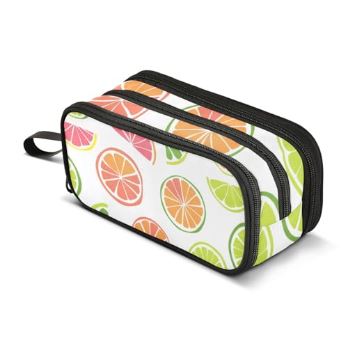 Federmäppchen mit großem Fassungsvermögen, für Büro, Uni, Schule, großes Schreibwaren, Make-up-Tasche, Sommer, Zitronenscheibe, Bleistifttasche für Teenager und Erwachsene, mehrfarbig, Einheitsgröße von Mnsruu