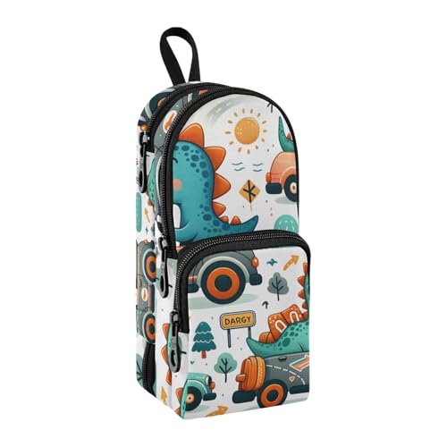 Federmäppchen mit niedlichem Dinosaurier-Motiv im Auto, großes Fassungsvermögen, Stifttasche mit Fach, Schüler-Schultaschen-Form, Schreibwaren-Organizer, Federmäppchen, Marker-Etui für Schule, Büro, von Mnsruu