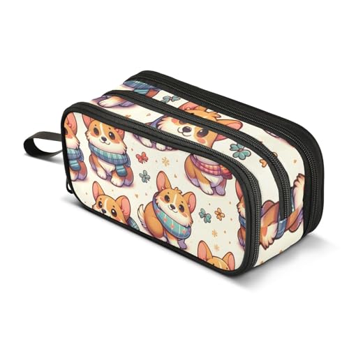 Federmäppchen mit niedlichen Hunden, die kleine Schals tragen, große Kapazität, Stifttasche für Jungen und Mädchen, 3 Fächer, Federmäppchen, Studenten, Schreibwaren, Organizer, Marker-Etui für Schule, von Mnsruu