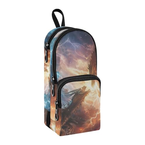 Federmäppchen mit zwei Drachenkämpfen, großes Fassungsvermögen, Stifttasche mit Fach, Schüler-Form, Schreibwaren-Organizer, Federmäppchen, Marker-Etui für Schule, Büro, Arbeit, Two Dragon Fighting, von Mnsruu