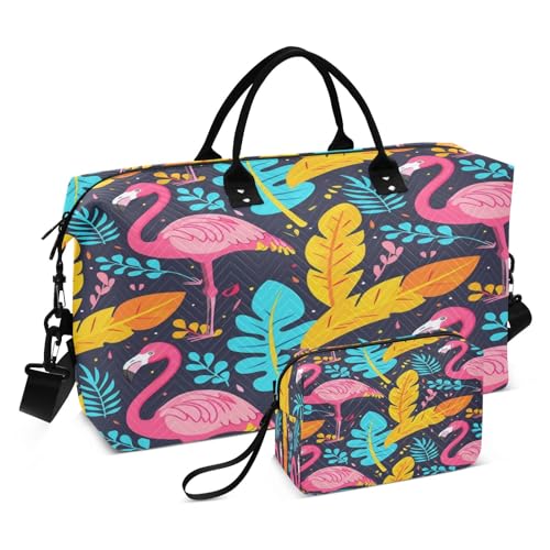 Flamingo Reisetasche für Damen und Herren, Turnbeutel mit Aufbewahrungstasche, Wochenendtasche, Handgepäcktasche für Reisen, Reisen, Fitnessstudio, Yoga, Flamingo, Einheitsgröße, Reisetasche von Mnsruu