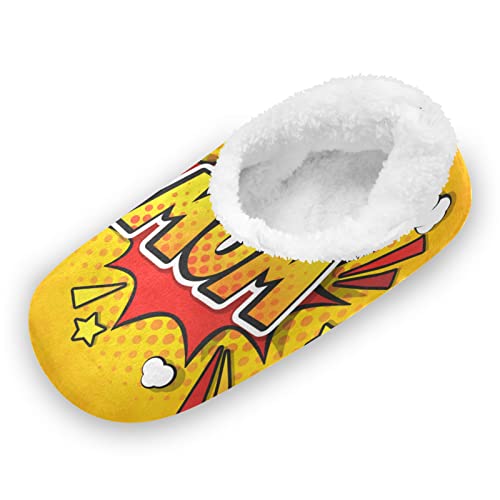 Gelbe Süße Hip Hop Musik Wow Hausschuhe Winter Pantoffeln Plüsch Damen Herren Warme Gefüttert Rutschfest Slipper Weich Bequem Schuhe von Mnsruu