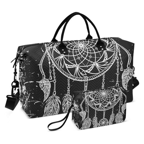 Große Reisetasche, Traumfänger mit Ornament auf Grunge-Wochenend-Reisetasche für Damen und Herren, Gepäcktasche mit Trolleyhülle, Flugzeug-Reiseutensilien zum Fliegen, #01, Einheitsgröße, modisch von Mnsruu