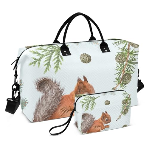 Große Reisetasche, Weihnachts-Eichhörnchen-Wochenend-Reisetasche für Damen und Herren, Gepäcktasche mit Trolleyhülle, Flugzeug-Reiseutensilien zum Fliegen, #02, Einheitsgröße, modisch von Mnsruu
