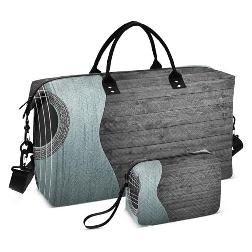 Große Reisetasche, blaue Akustikgitarre, graues Holz, Wochenend-Reisetasche für Damen und Herren, Gepäcktasche mit Trolleyhülle, Flugzeug-Reiseutensilien zum Fliegen, #01, Einheitsgröße, modisch Große Reisetasche, blaue Akustikgitarre, graues Holz, Wochenend-Reisetasche für Damen und Herren, Gepäcktasche mit Trolleyhülle, Flugzeug-Reiseutensilien zum Fliegen, #01, Einheitsgröße, modisch von Mnsruu