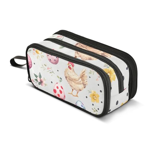 Großes Federmäppchen, Aquarell-Huhnei-Federmäppchen, tragbar, Bürobedarf, Make-up-Tasche für Mittelschule, Studenten, Mädchen, Jungen, mehrfarbig, Einheitsgröße, Kosmetikkoffer von Mnsruu