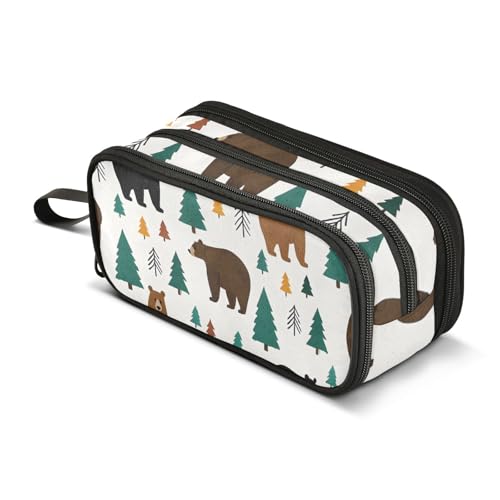 Großes Federmäppchen, Bärenwald, tragbar, Bürobedarf, Make-up-Tasche für Mittelschule, Studenten, Mädchen, Jungen, mehrfarbig, Einheitsgröße, Kosmetikkoffer von Mnsruu