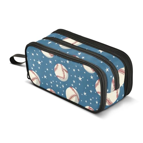 Großes Federmäppchen, Baseball-Sterne, Federmäppchen, tragbar, Bürobedarf, Make-up-Tasche für Mittelschule, Studenten, Mädchen, Jungen, mehrfarbig, Einheitsgröße, Kosmetikkoffer von Mnsruu